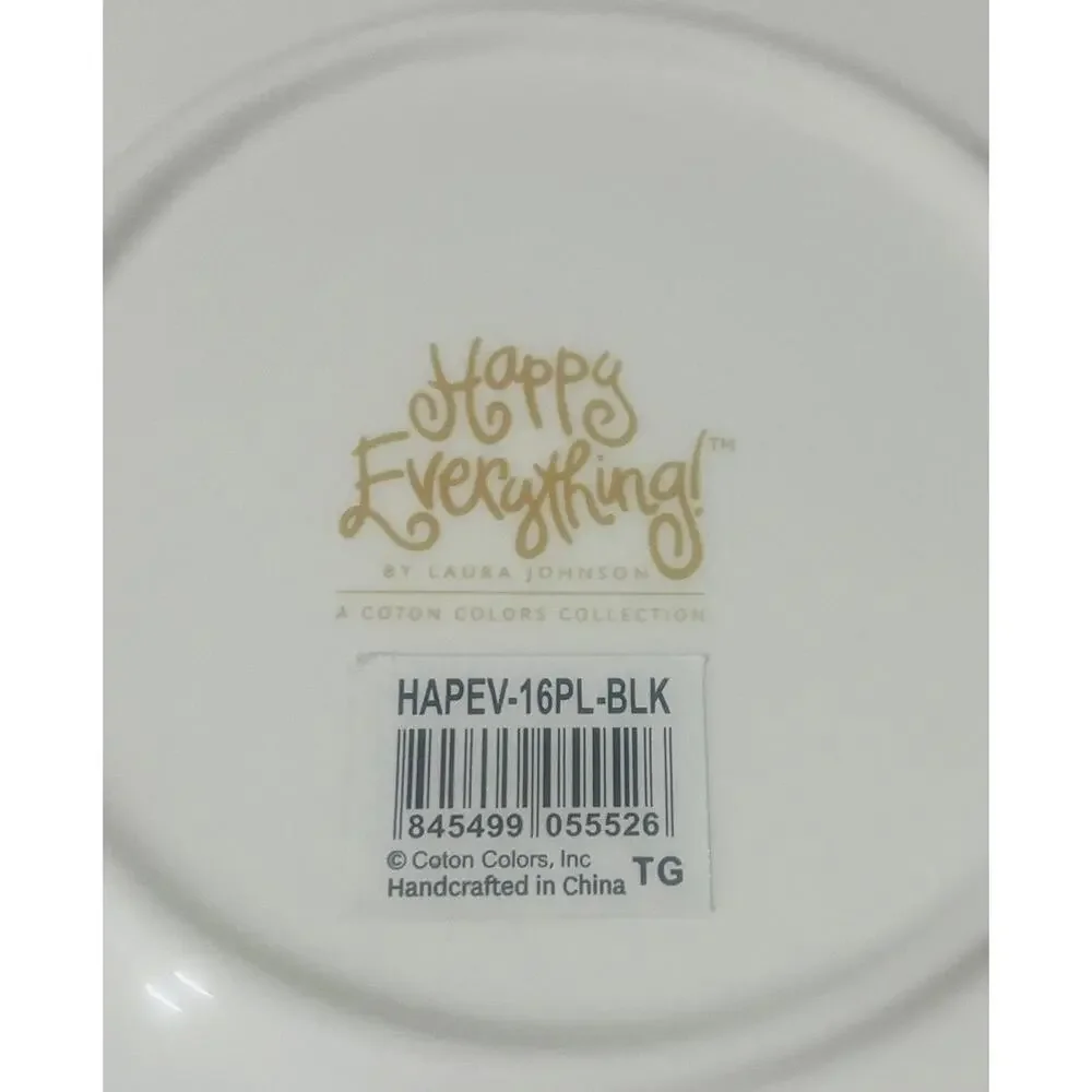 Happy Everything Black and White Stripe 17